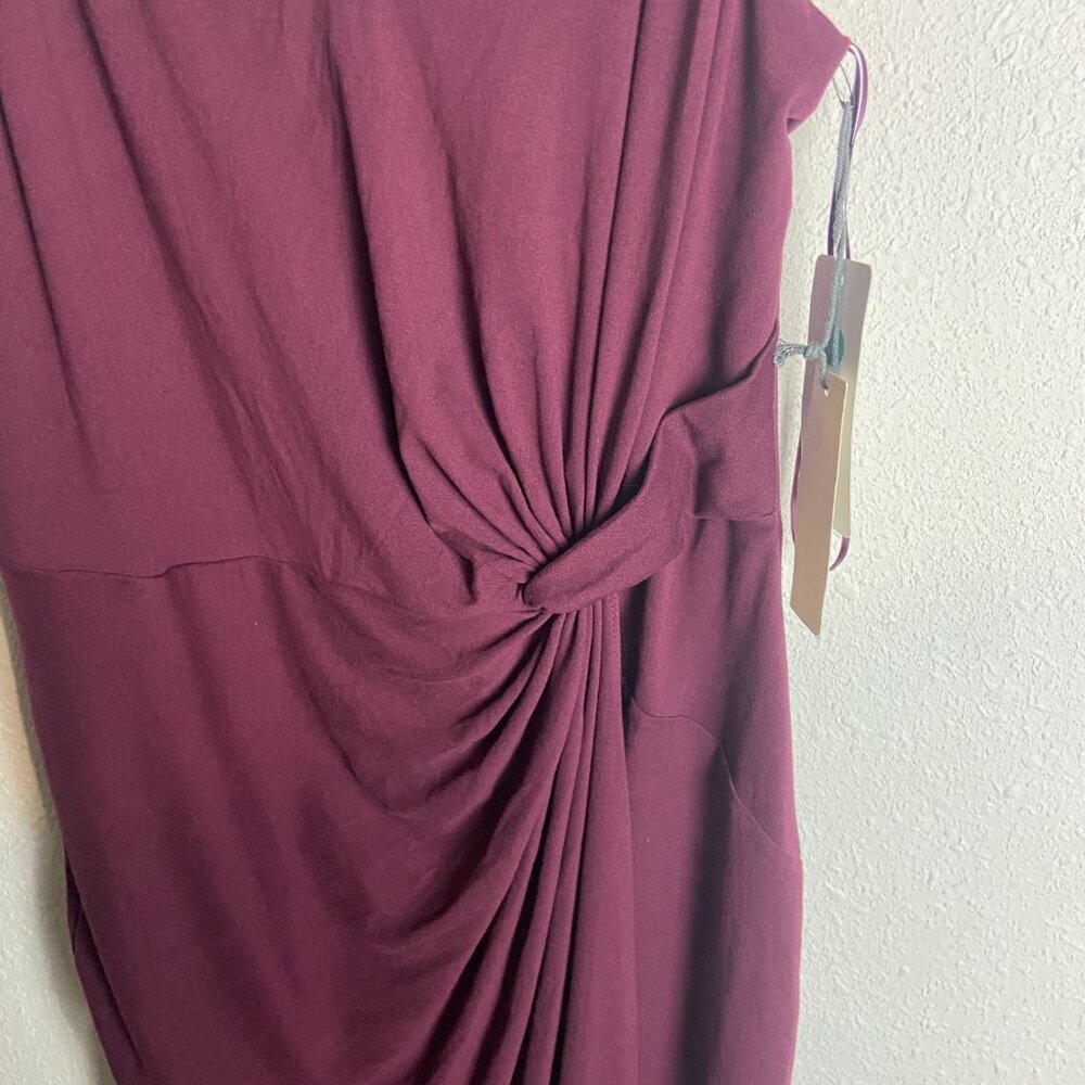 Nine Britton Size Xl Vivienne Knit Midi Dress Wine Burgandy Red Twist Waist Vamp - Picture 3 of 8